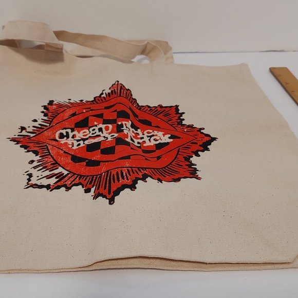 Cheap Trick Shopping Tote Bag Beige w Red Black & White Print NEW from VIP Pkg - Picture 3 of 5